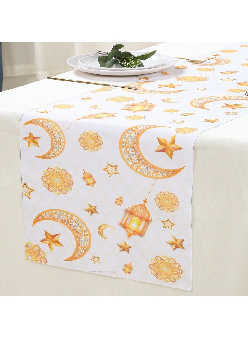 2-PACKS Eid al-Fitr Table Runners, Crescent Lantern Printed Tablecloths, Festive Decorative Placemats 180 * 35cm - Image 2